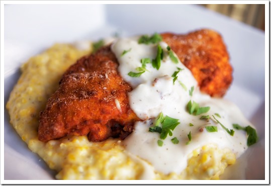 Fried chicken with sausage gravy